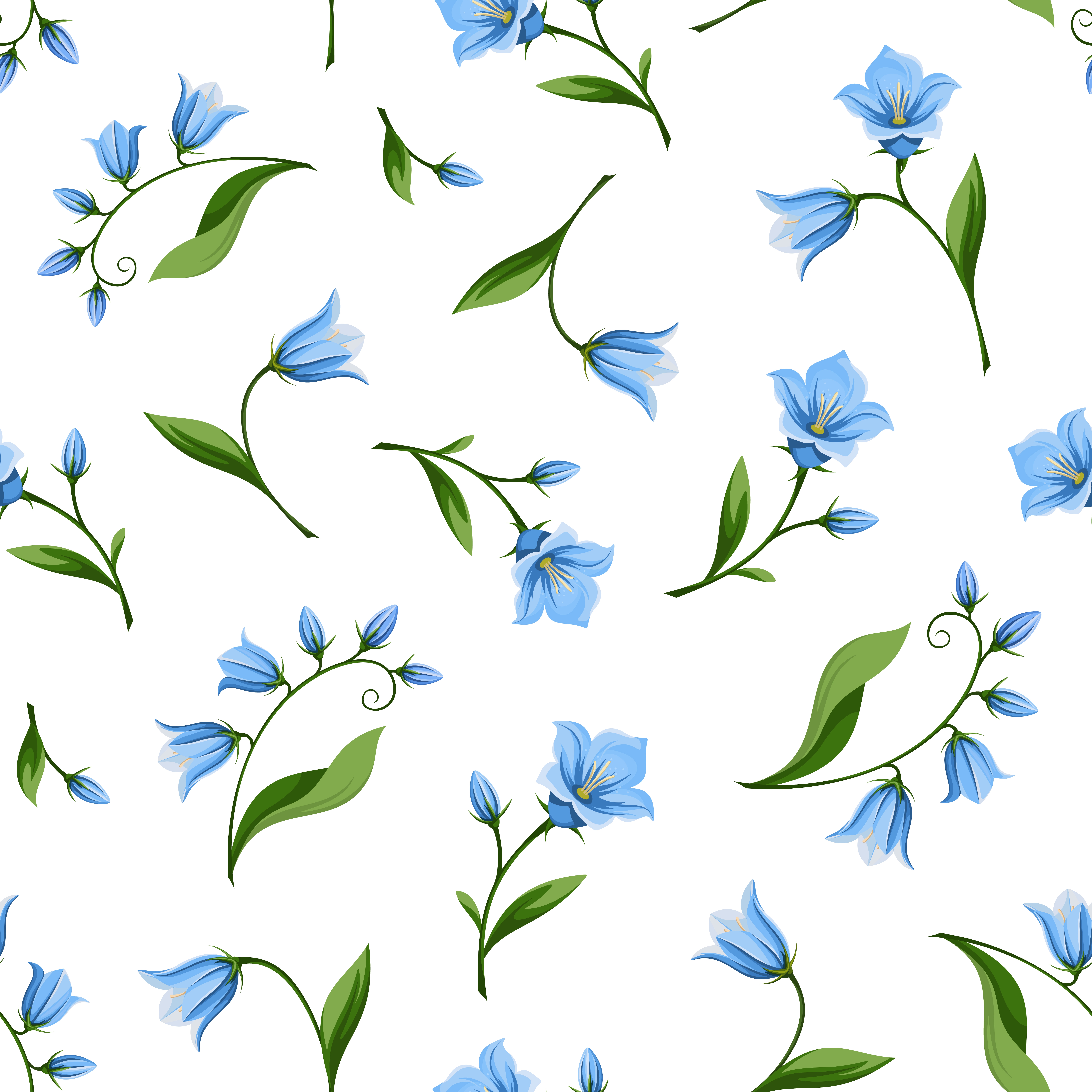 Seamless pattern with bluebell flowers. illustration.
