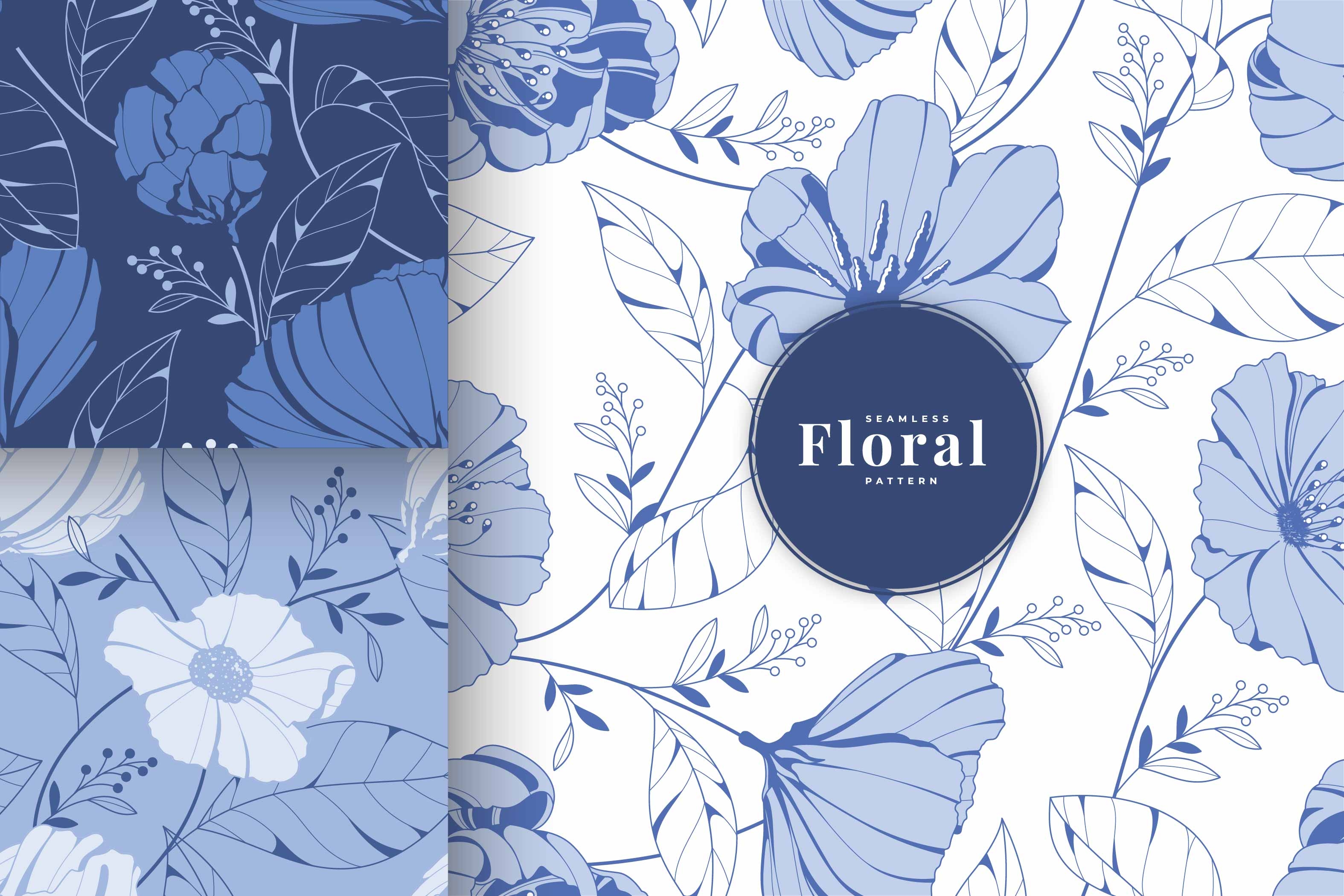 Hand drawn beautiful pastel colour floral pattern collection