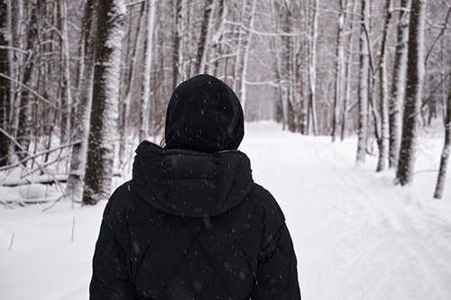 Photo a woman walks alone in a snowcovered