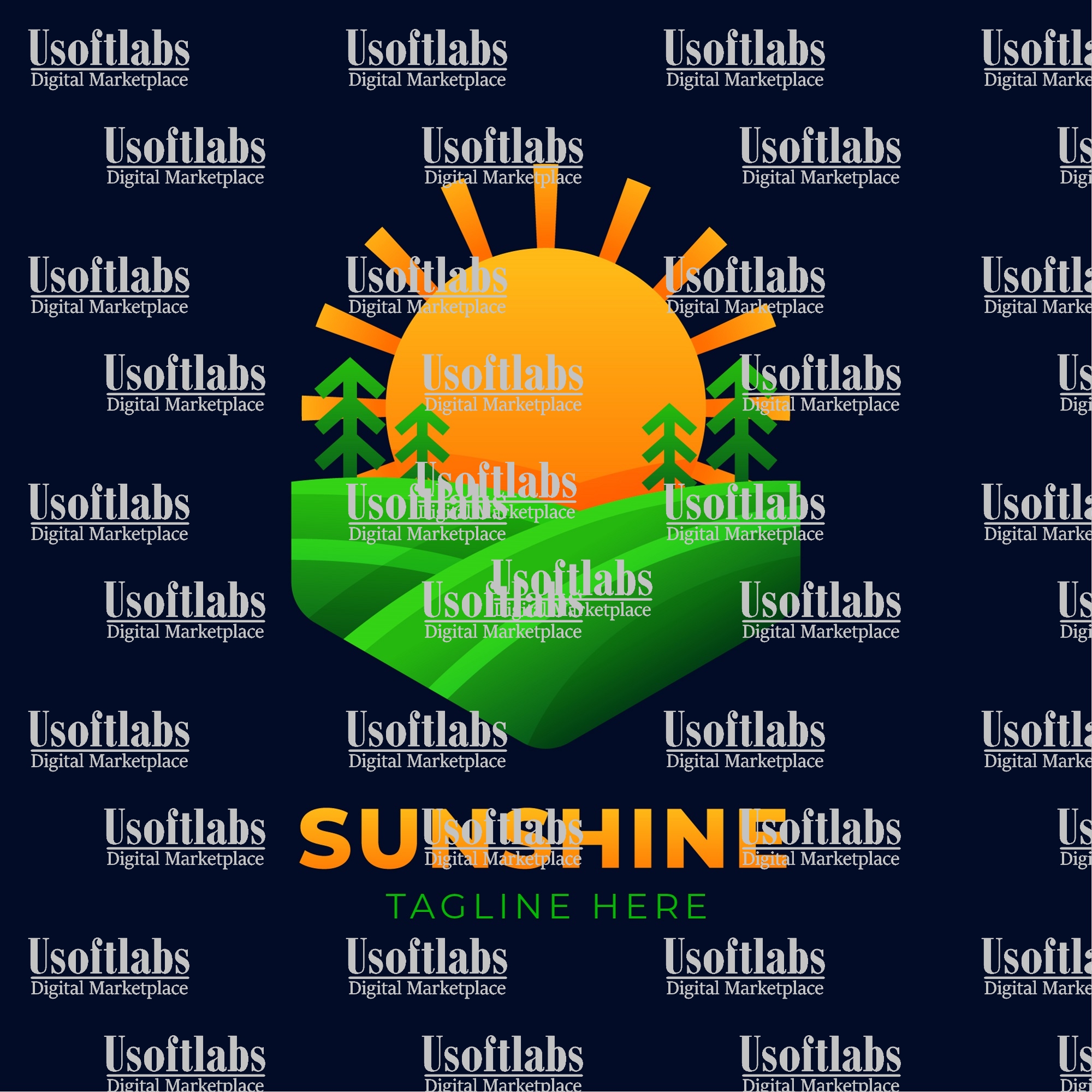 Gradient Sunrise Landscape Nature Logo