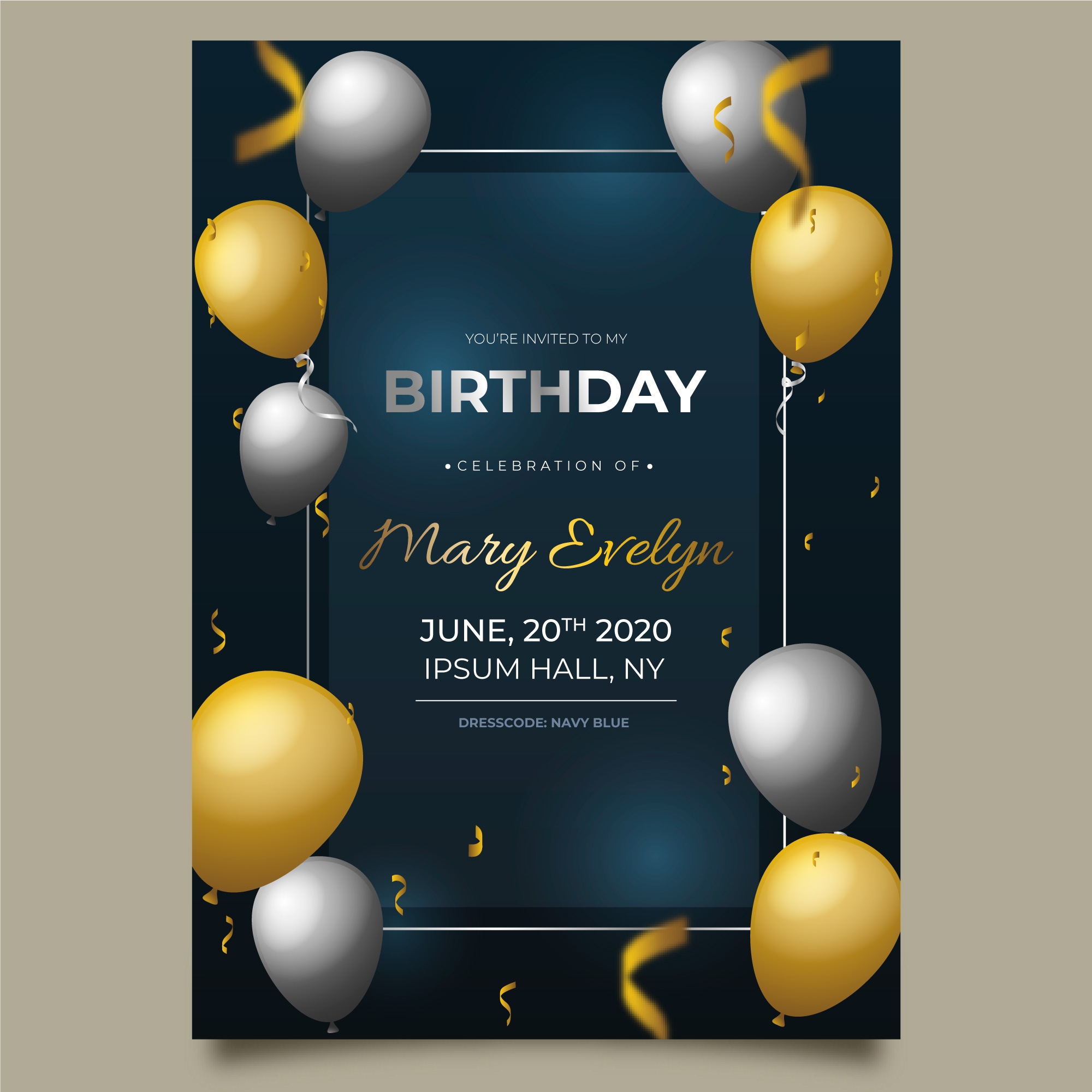 Happy Birthday Card with 3d Balloons
