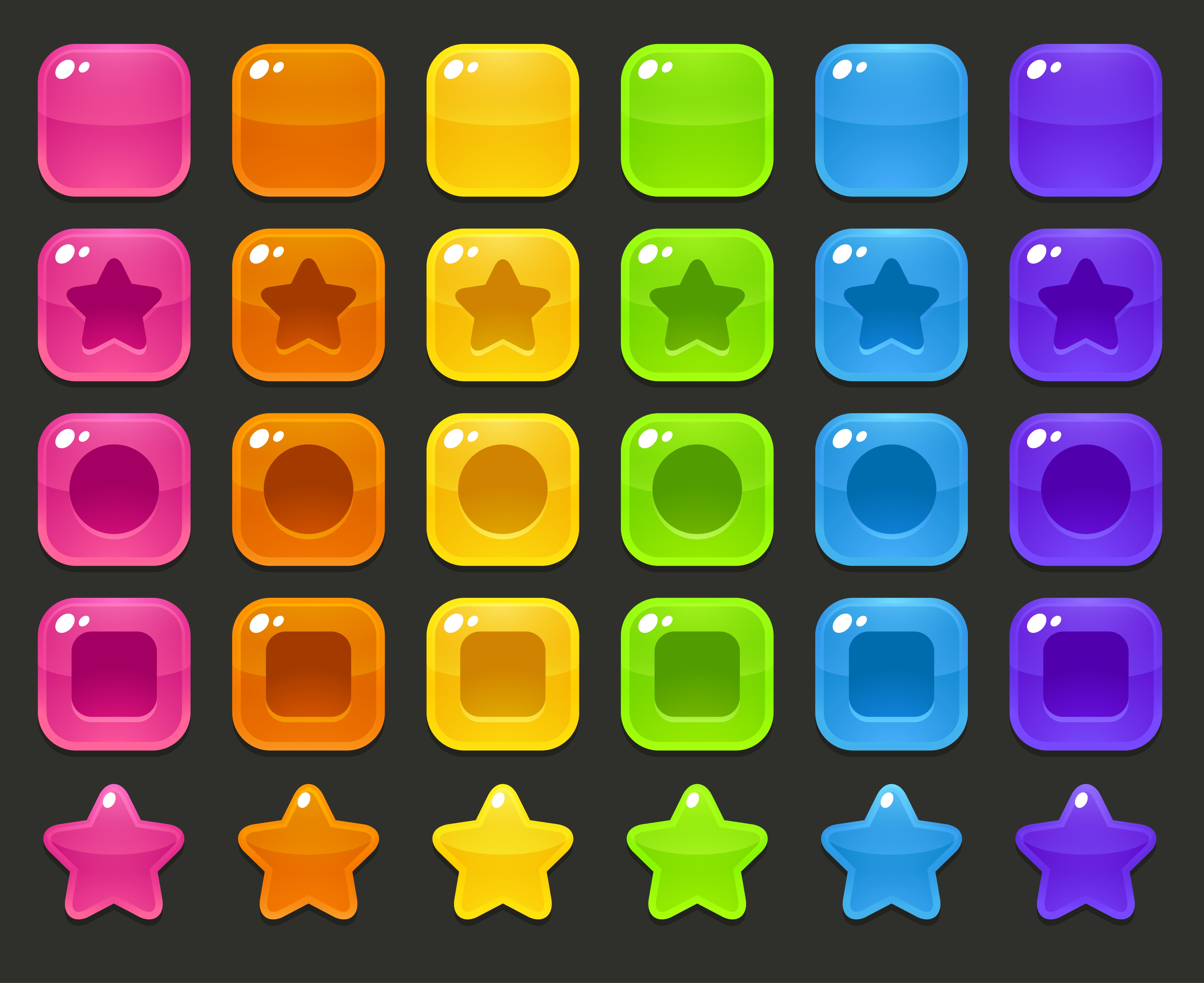 Jelly Colorful Squares and Stars Set