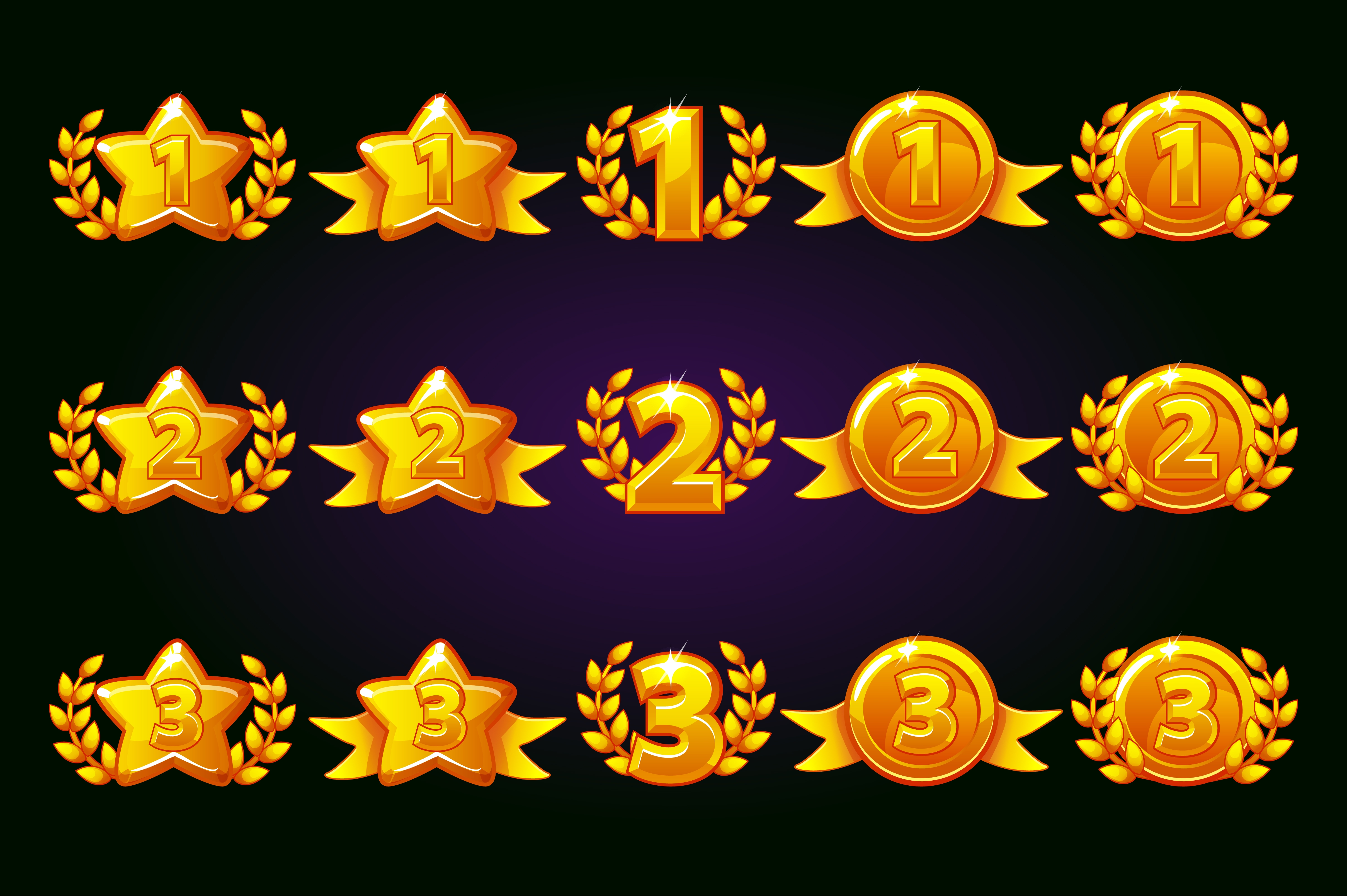 Golden Rewards Icons Set