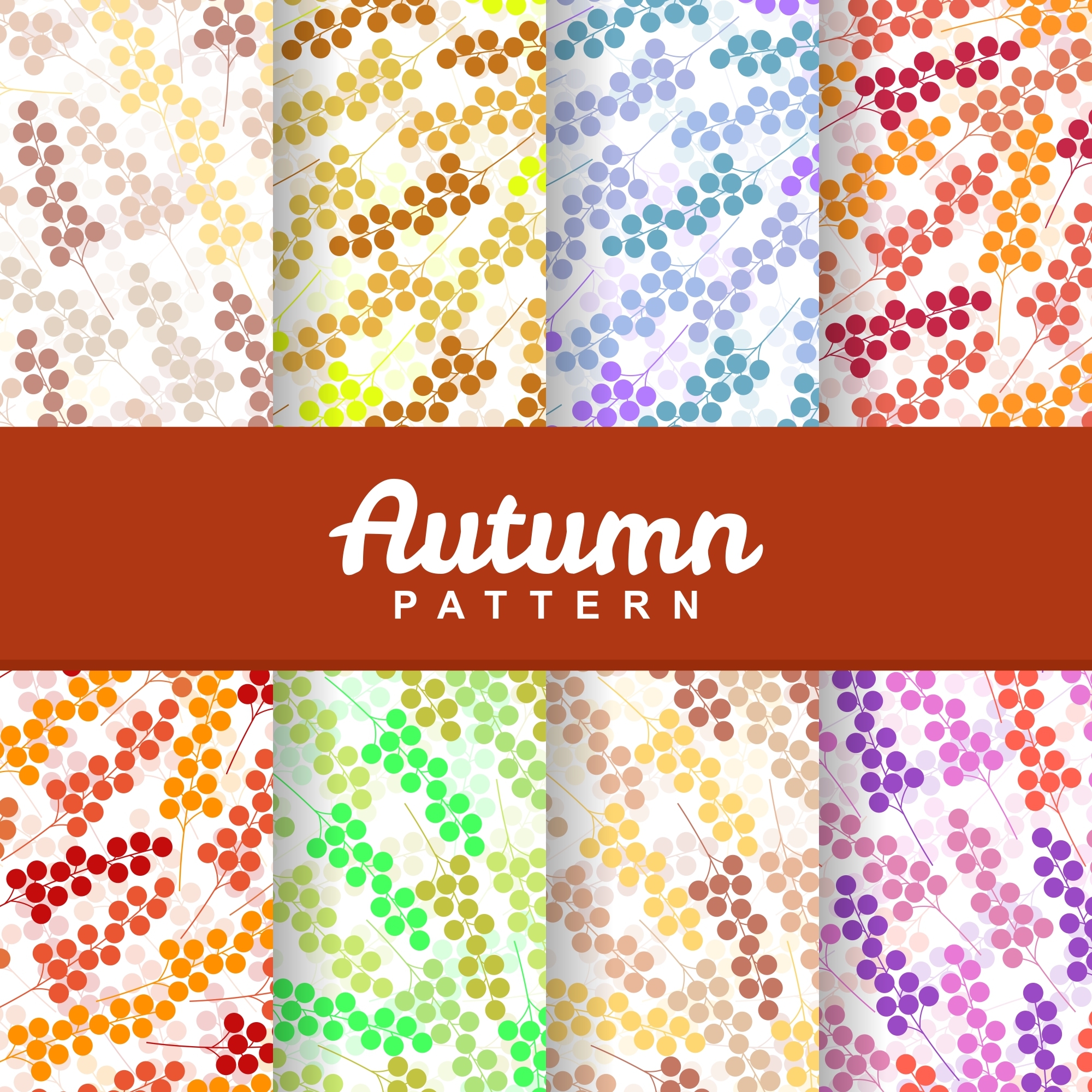 Autumn floral berry fruit seamless pattern