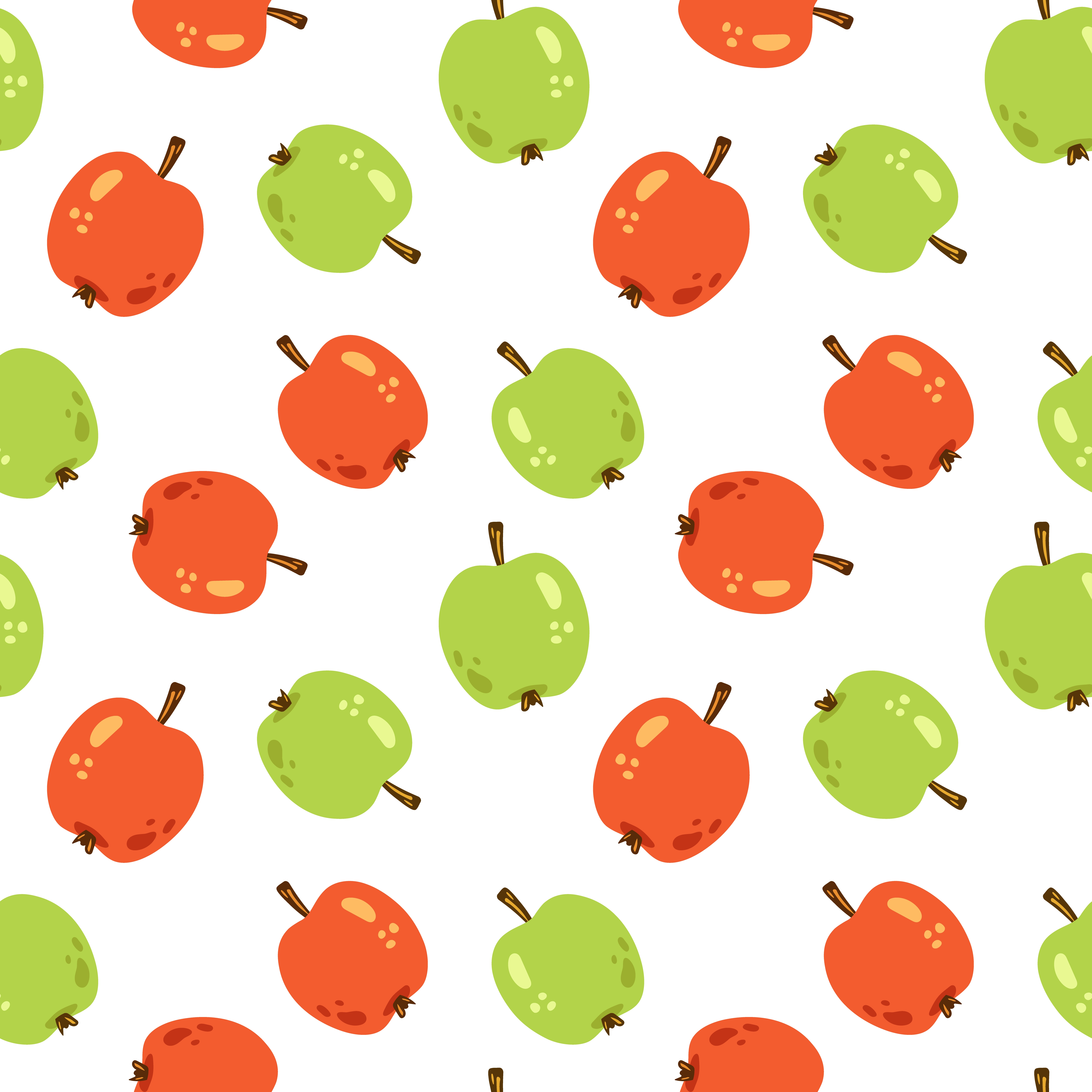 Seamless Pattern with red and green apples whole apples on white background apple pattern