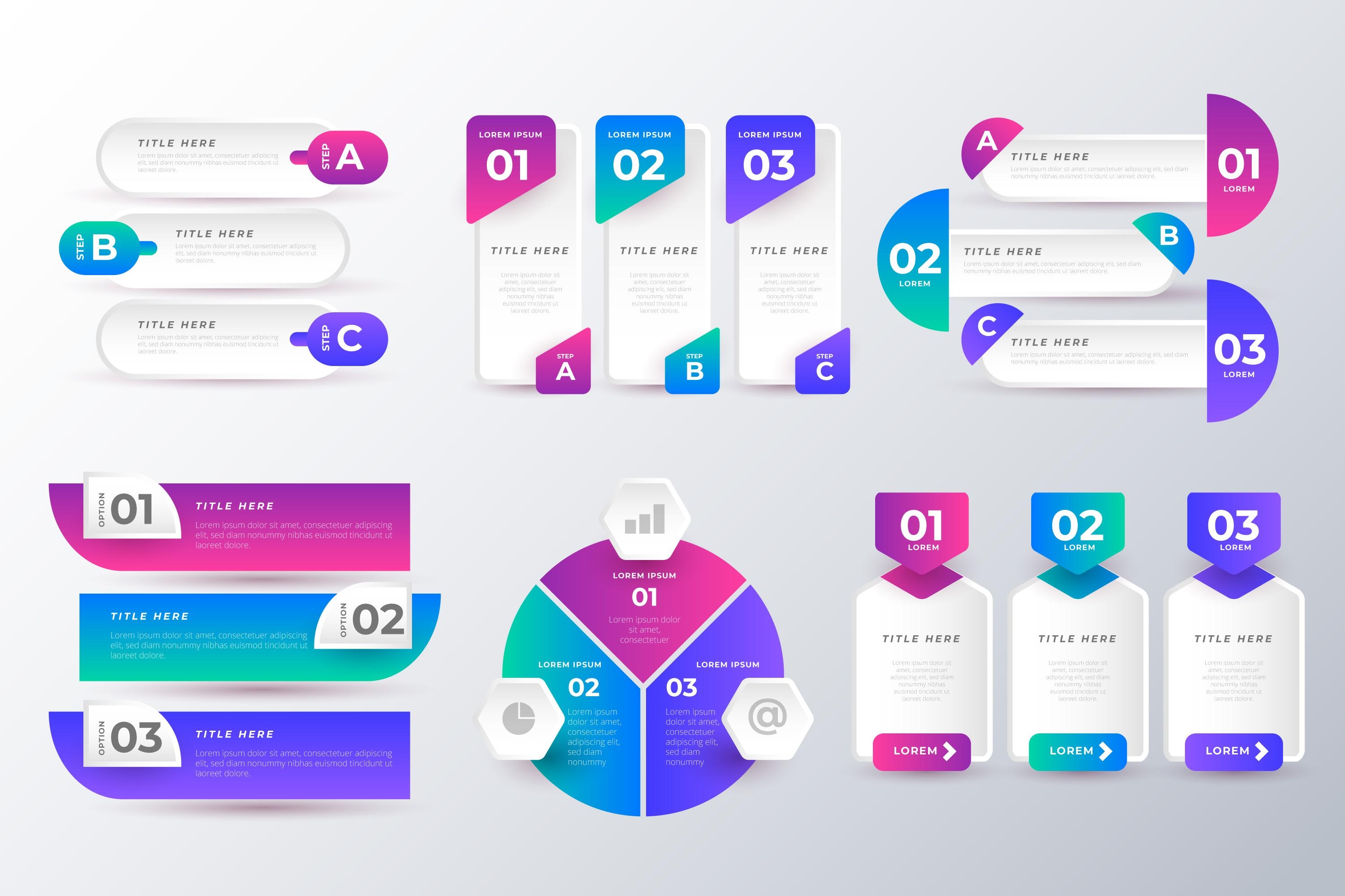 Pack of colorful infographic elements