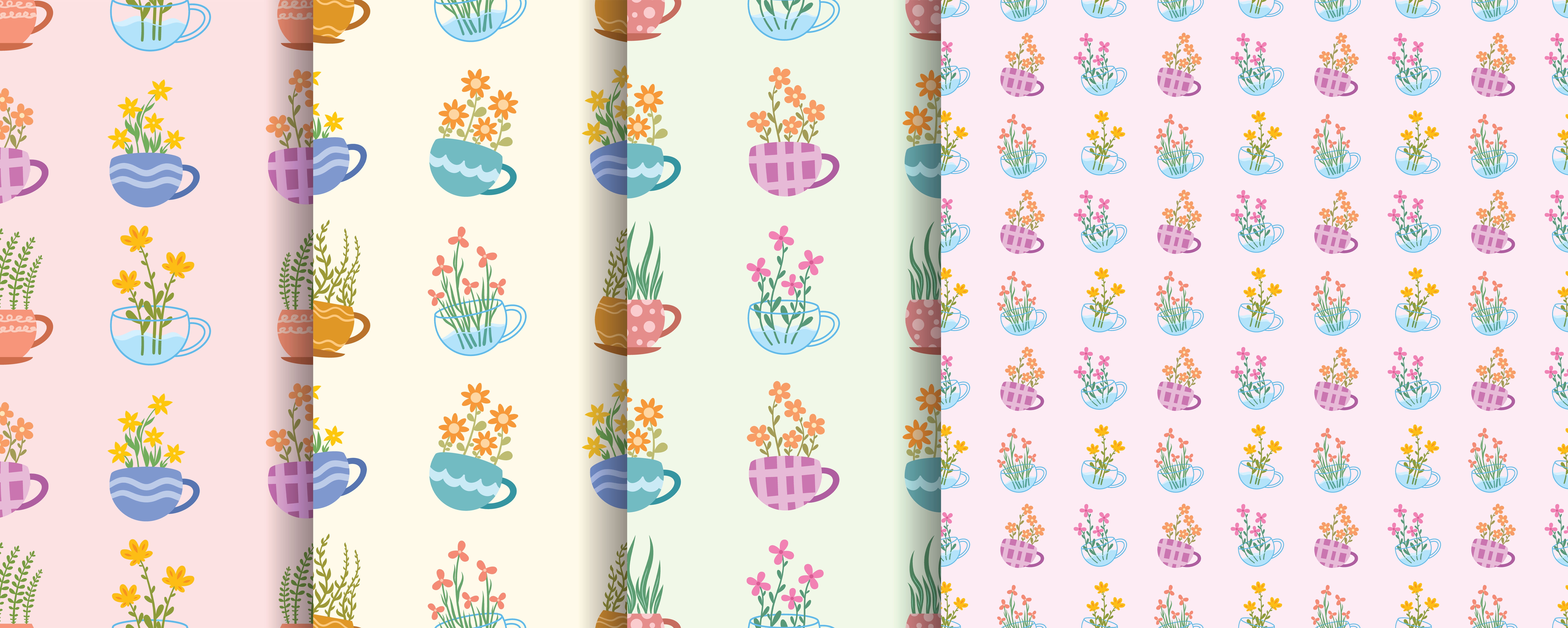 Vector seamless pattern artistic background with a floral pattern leaves branches flowers