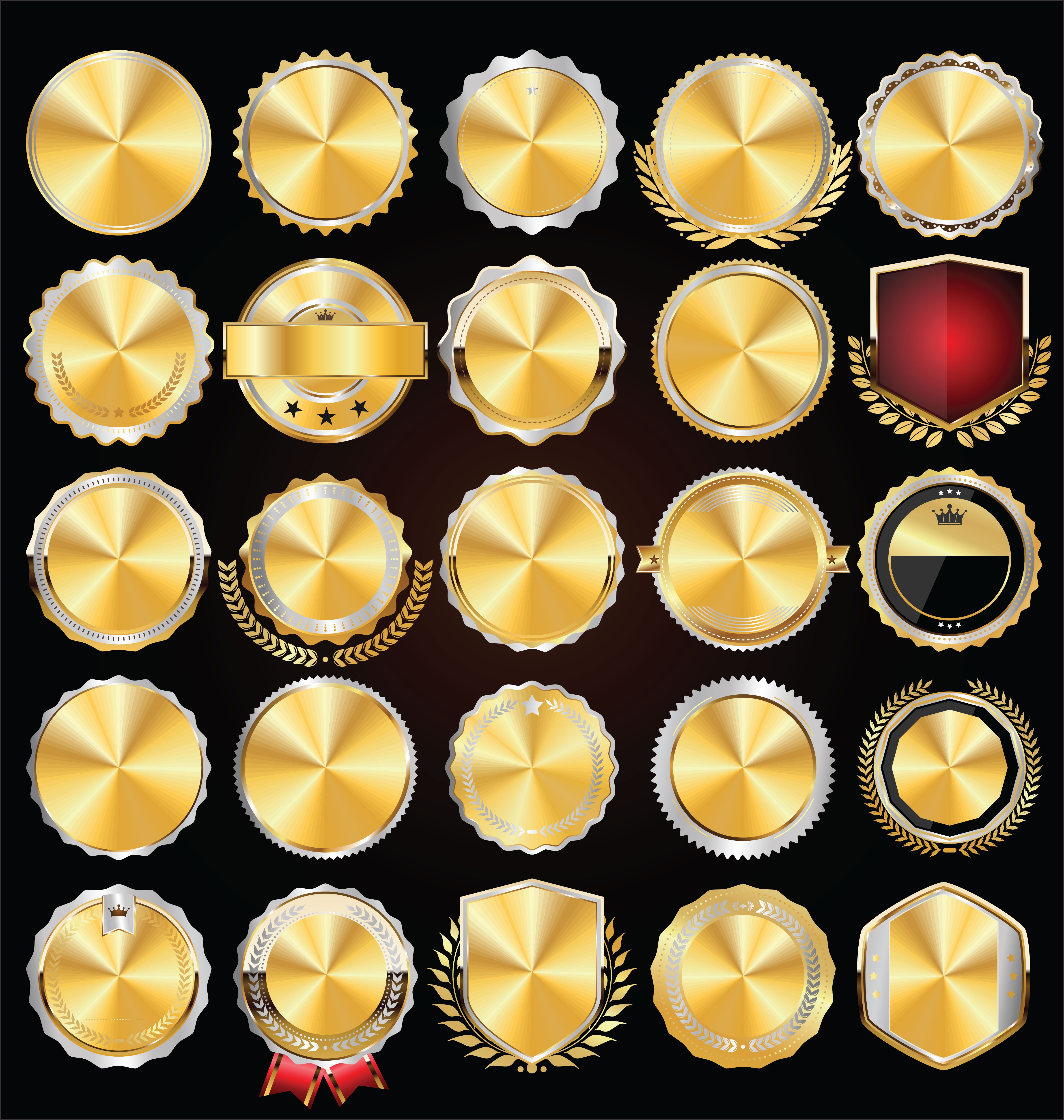 Retro Vintage Empty Golden  Badges Labels Collection