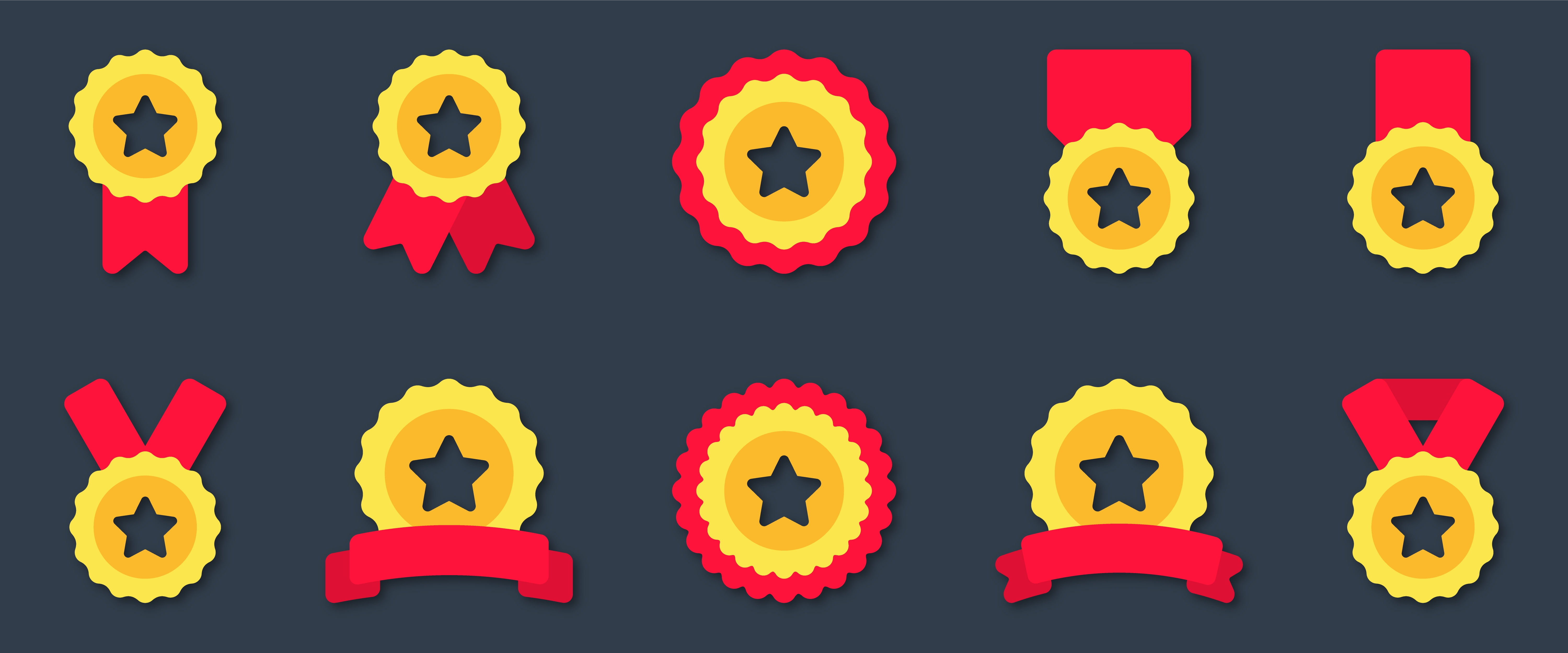 Gold Medals with Red Ribbon Stars