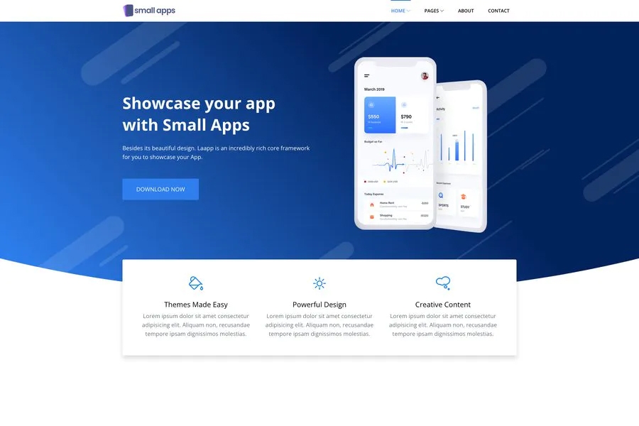 Small App - Free HTML5 Mobile App Landing Page Template