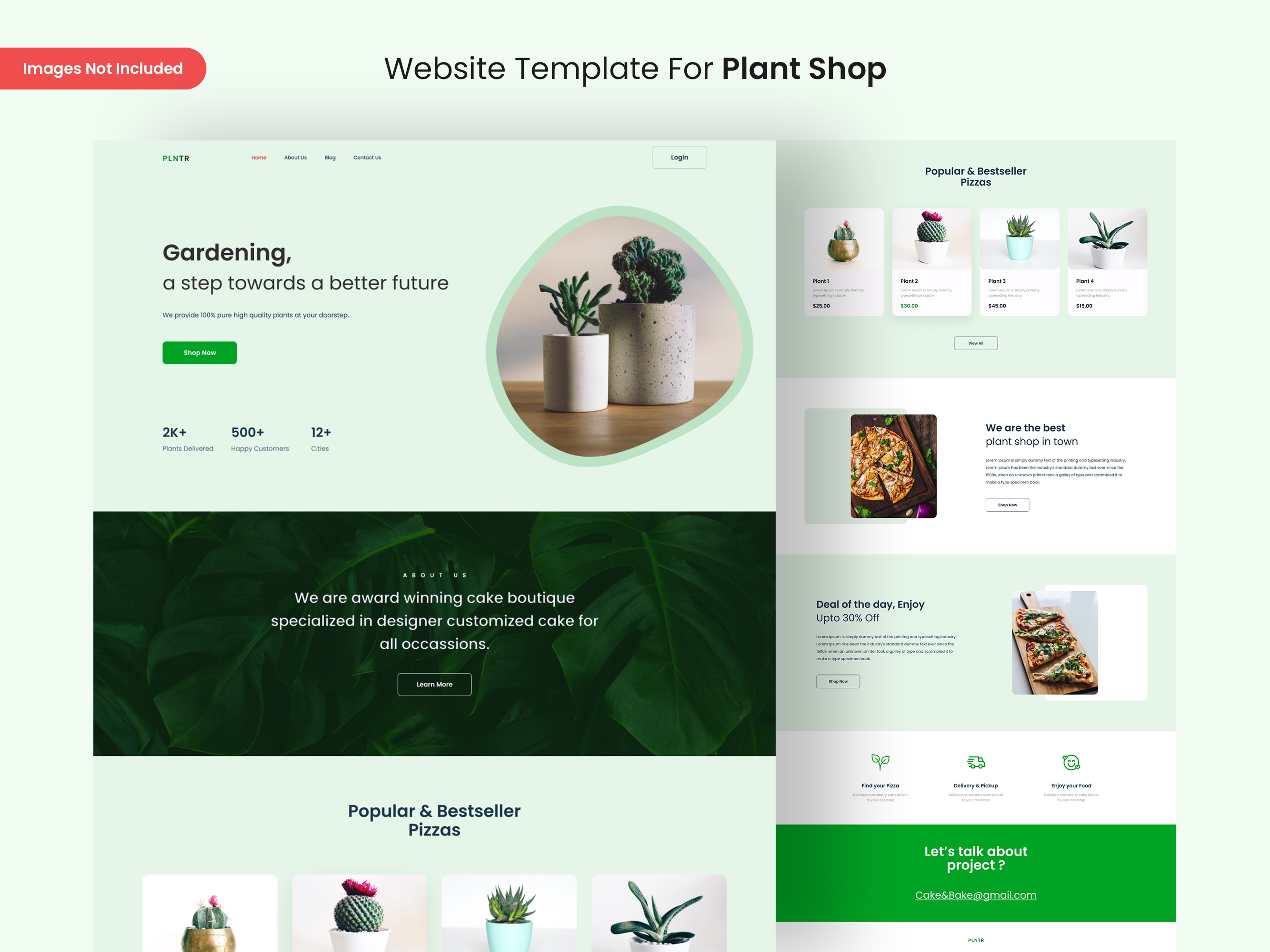 Plant shop website page design template