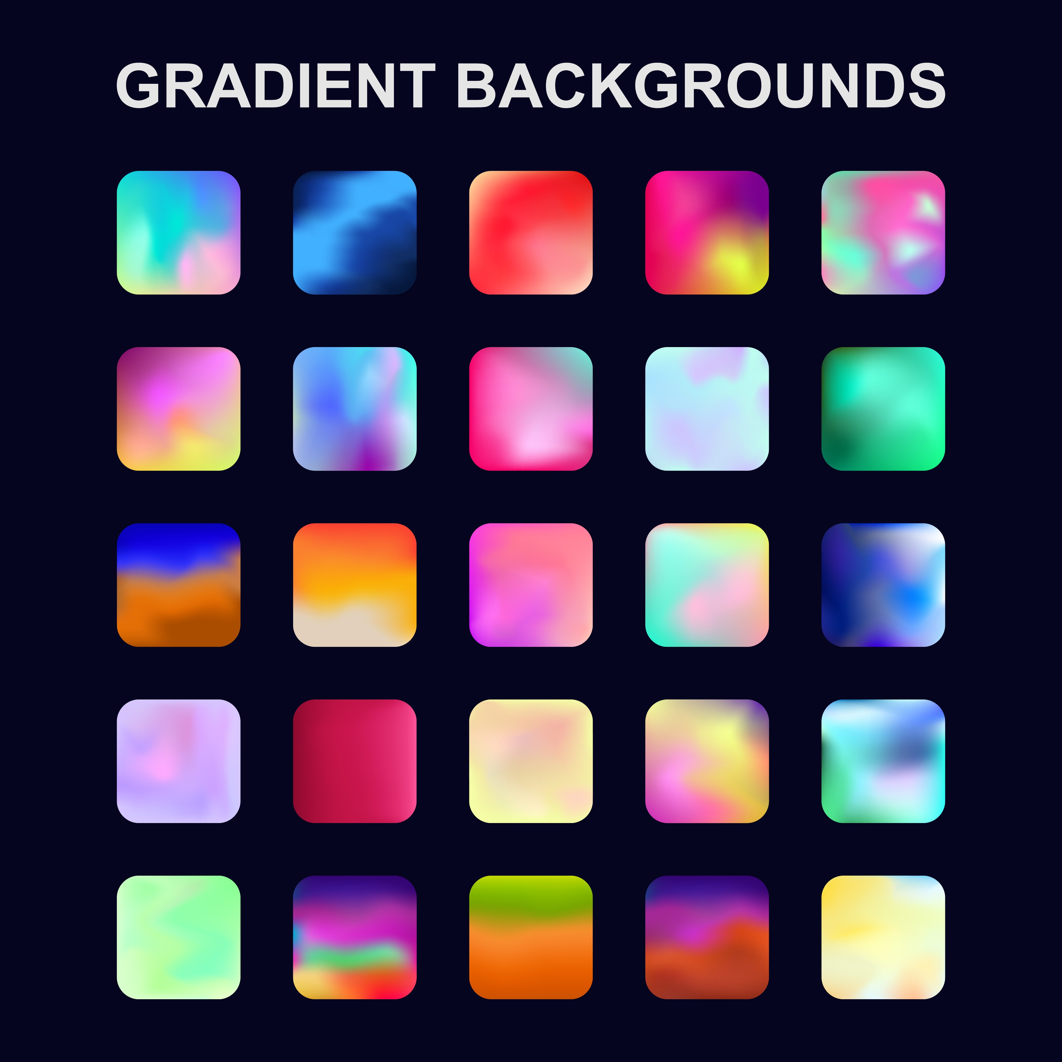 25 Different Gradient Texture Backgrounds Set