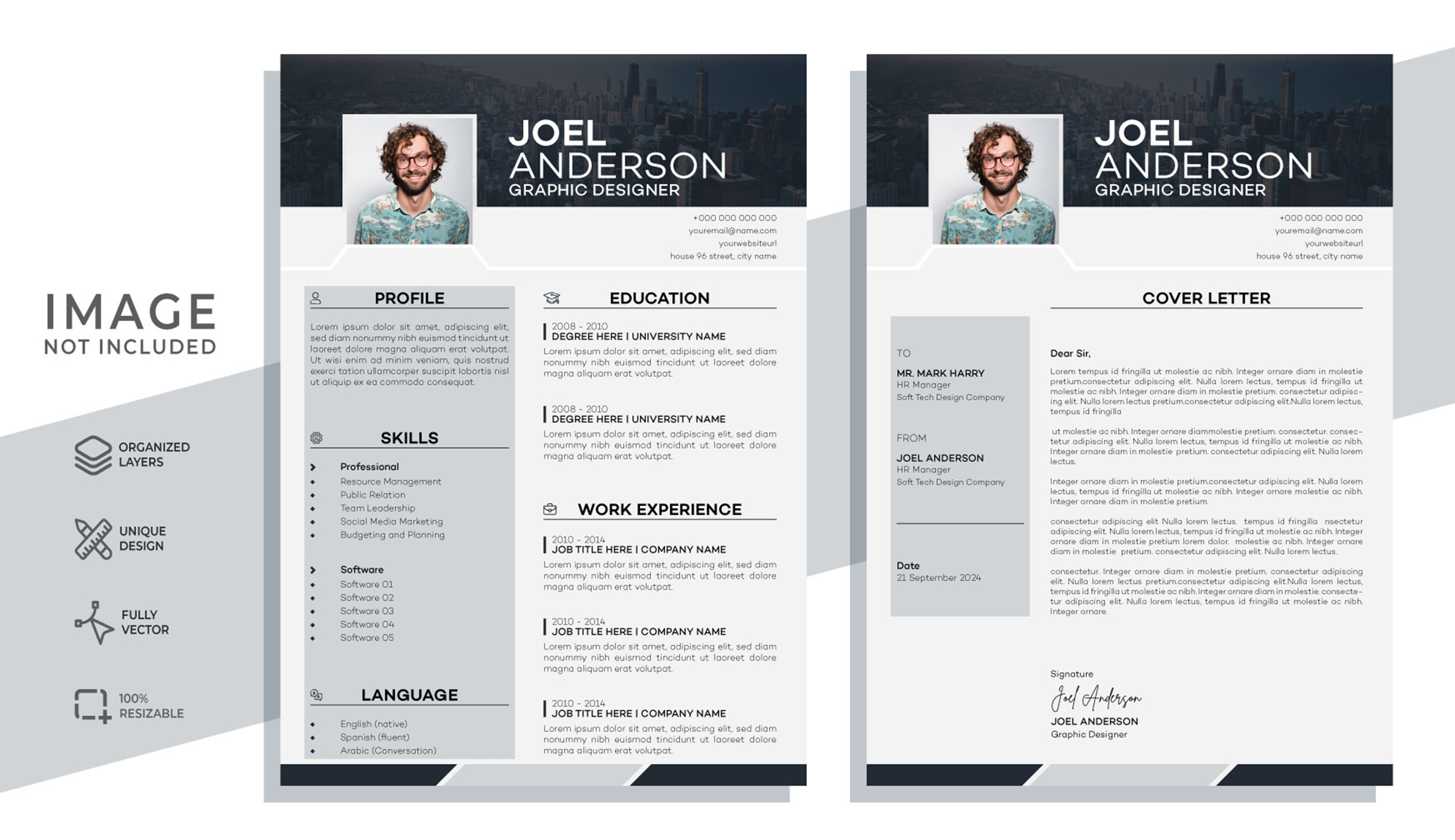 Vector cv resume and cover letter template premium vector design