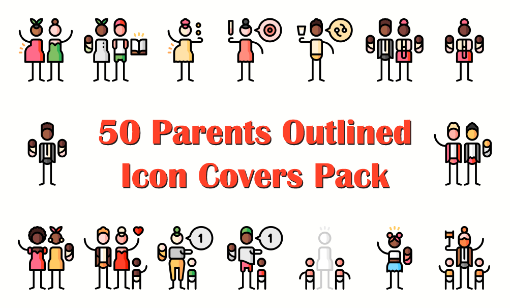 50 Parents Outlined Icon Packed