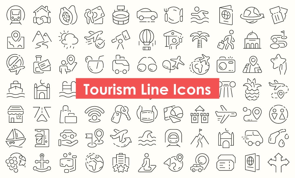 Tour Tourism Line Icons Collection