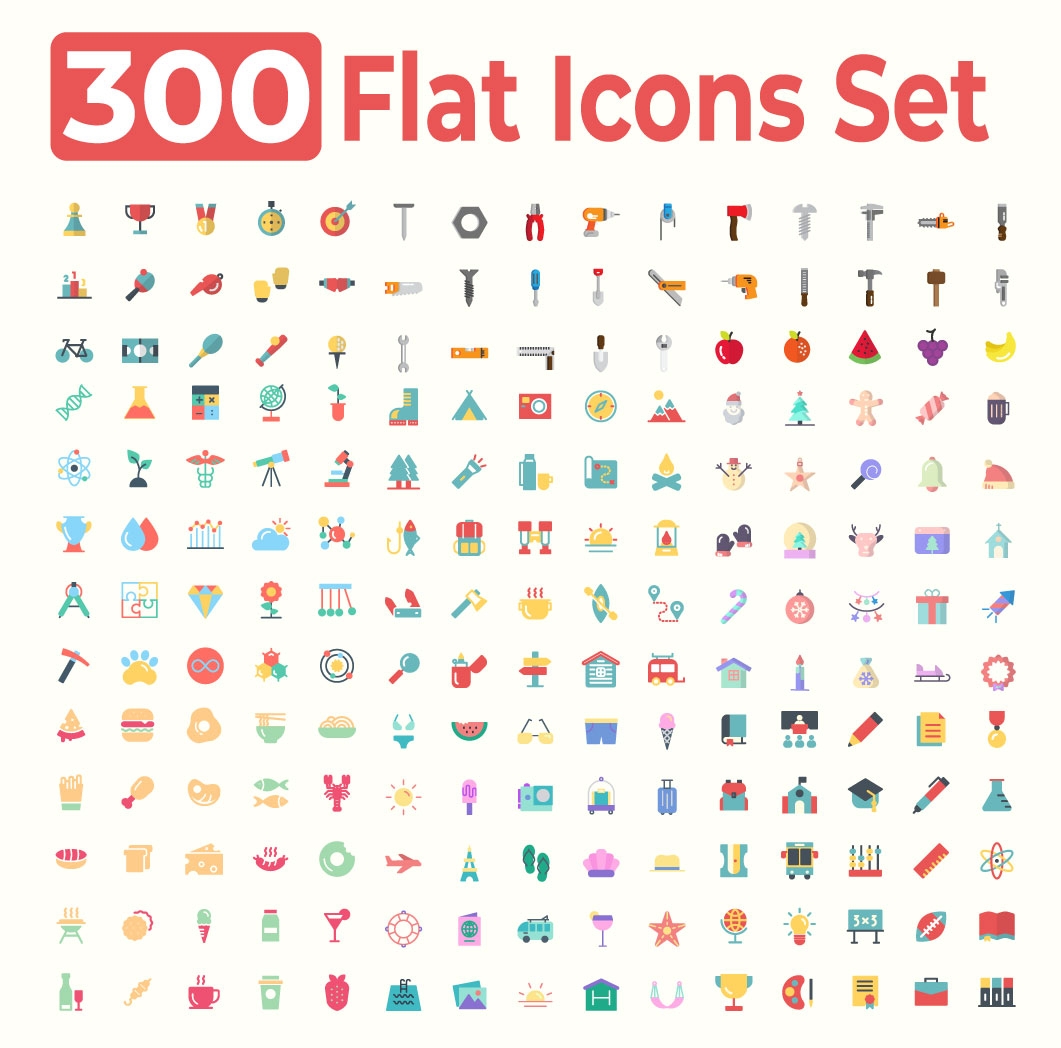 300 Flat Icons Set