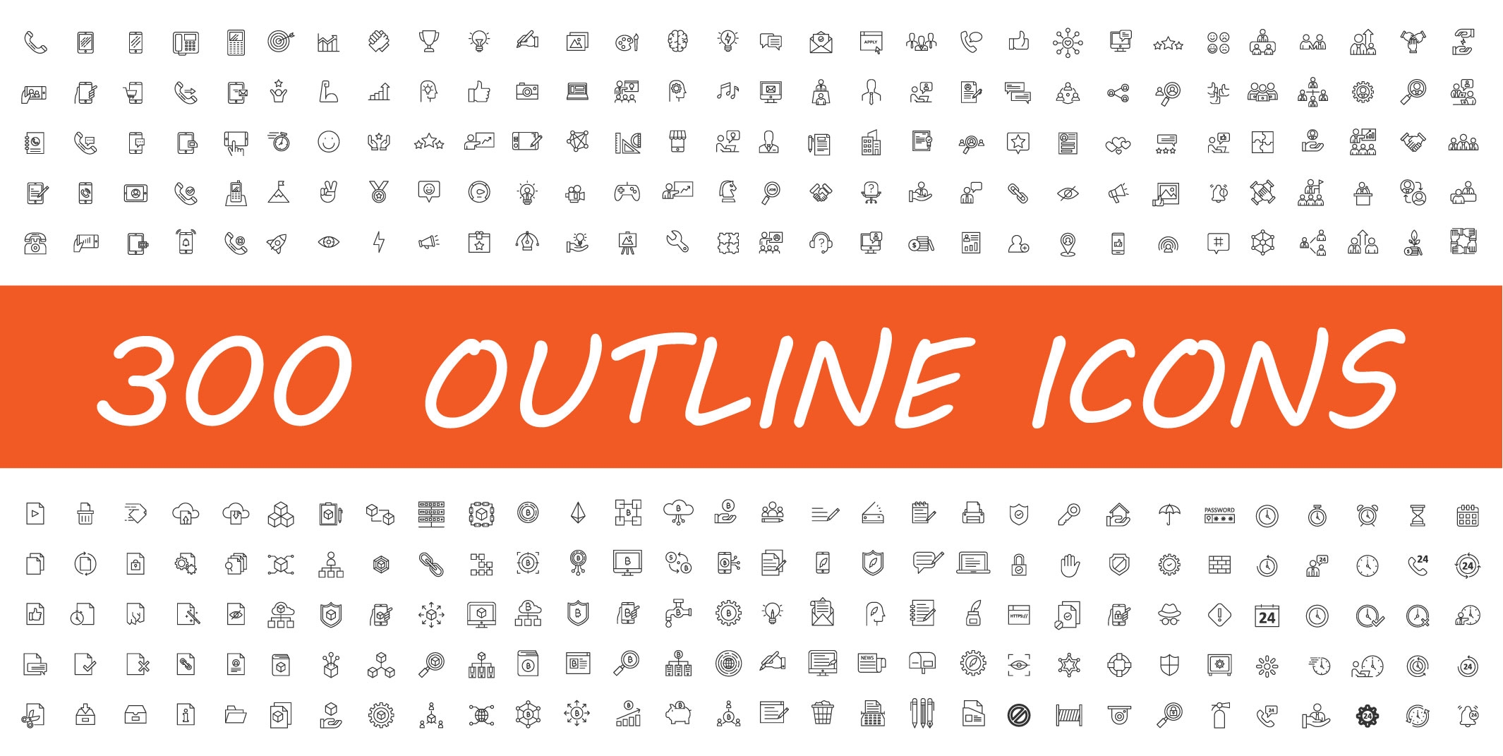 300 Outline Icon Set for Web and Ui Kit
