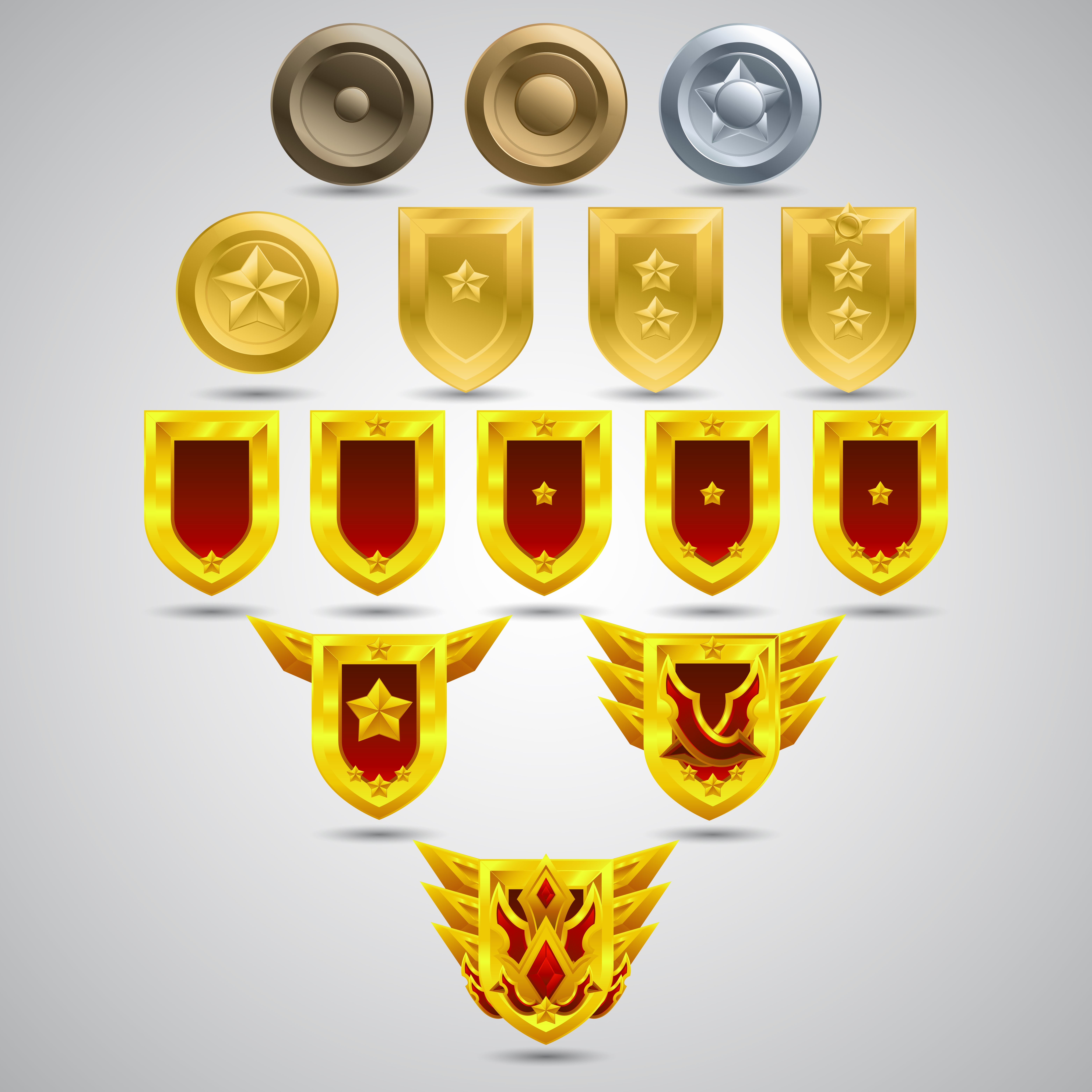 Badges-shields-achievement-games-emblem-object-guards