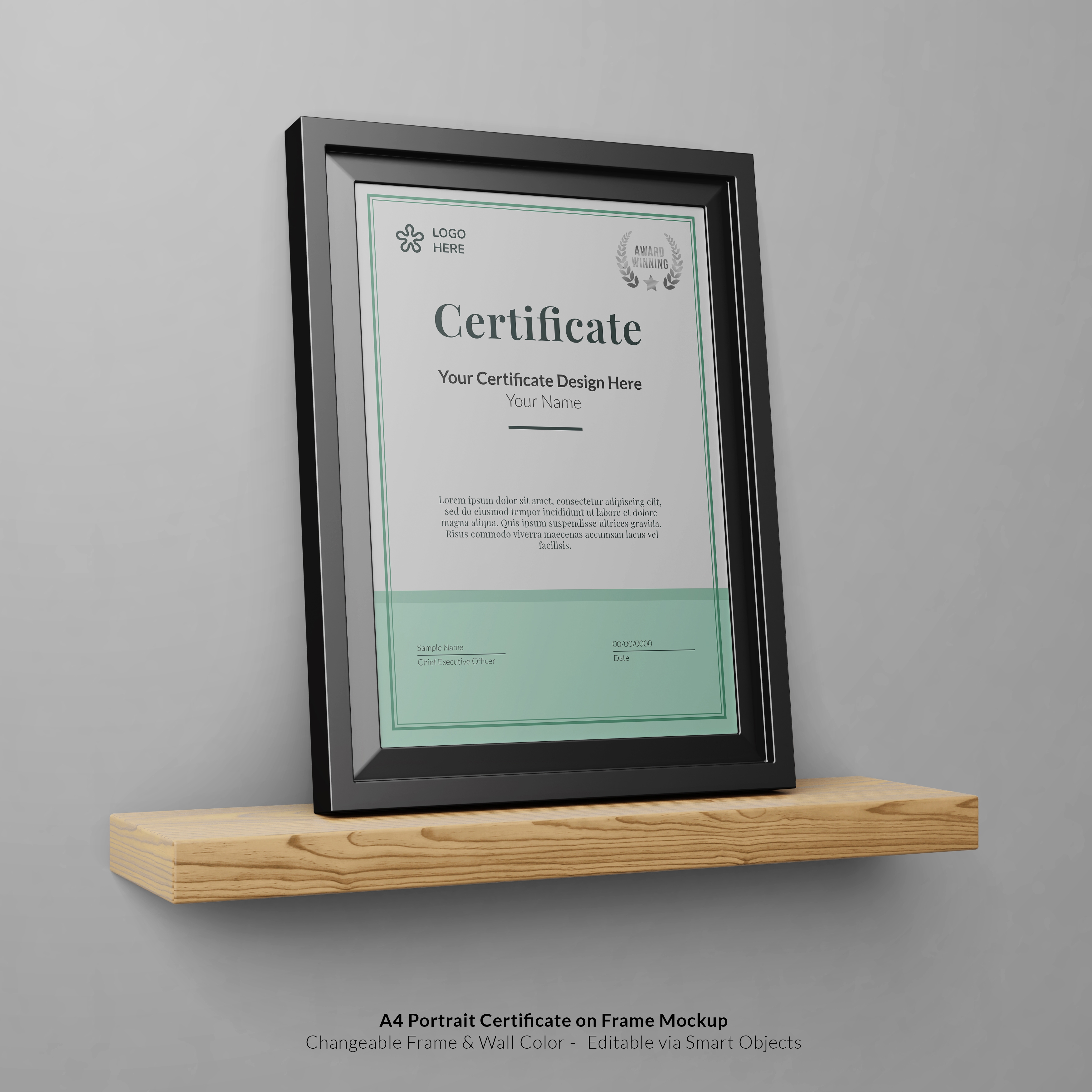 Modern Certificate Frame Mockup